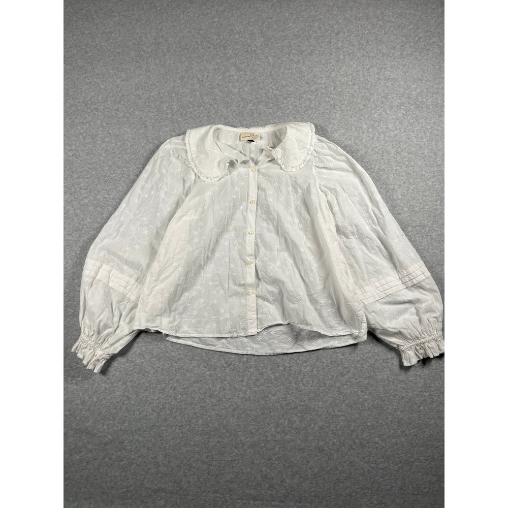 Universal Thread Peasant Blouse XXL White Peter Pan Collar Balloon Sleeve Eyelet
